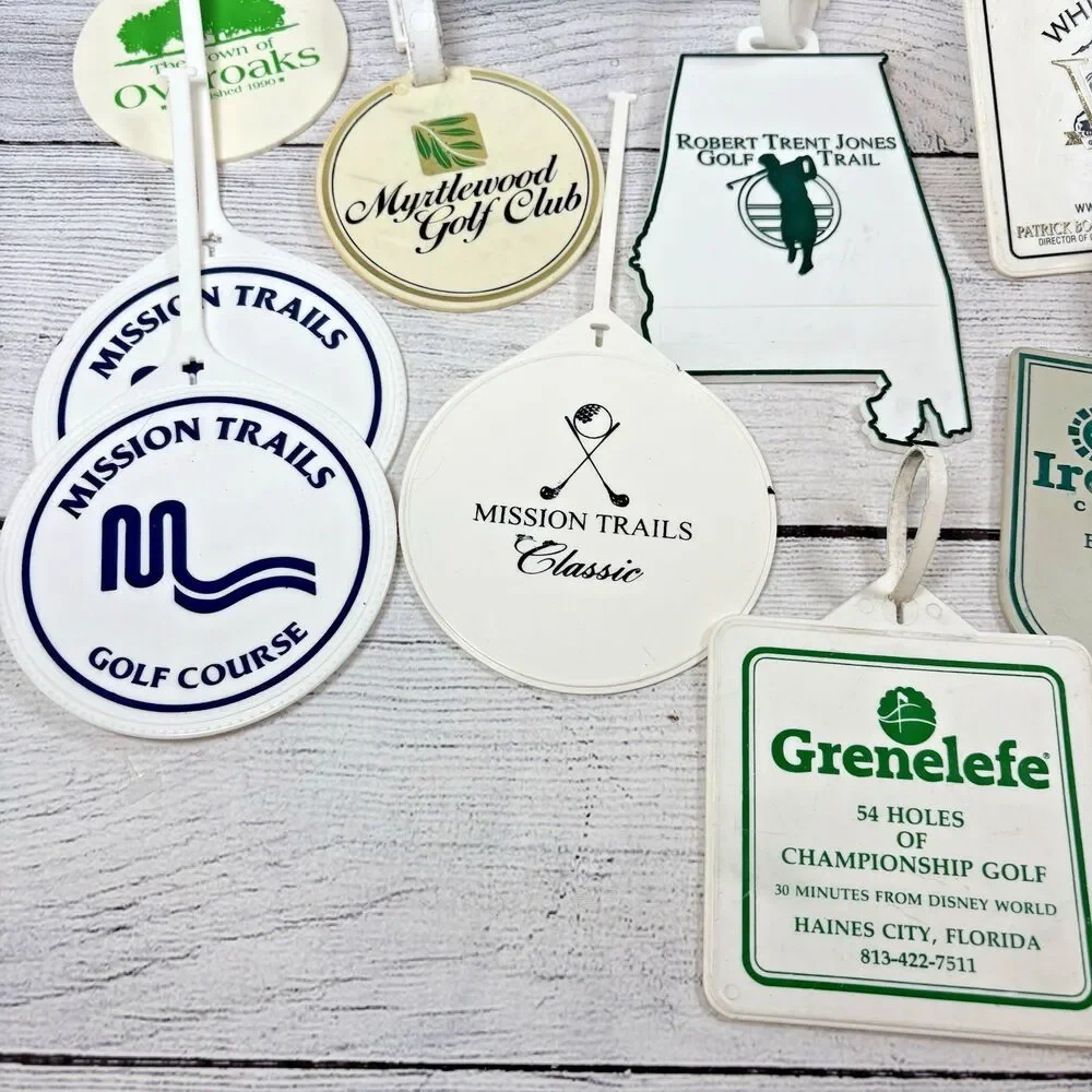 Vintage Golf Bag Tags Various Courses Lot 17 Plastic Whistler Nicklaus Adobe